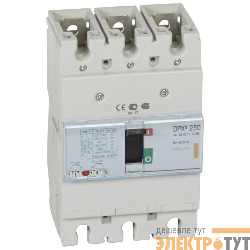 Выключатель автоматический 3п 200А 25кА DPX3 250 400В термомагнитн. расцеп. Leg 420208