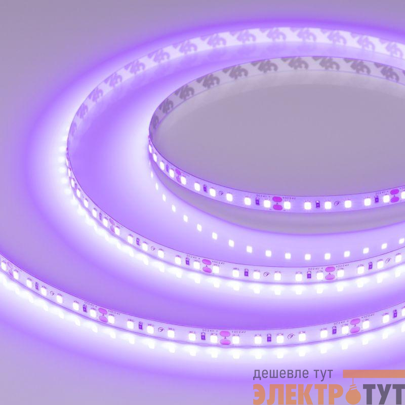 Лента светодиодная RT-A120-8mm 24В Violet 9.6Вт IP20 2835 (уп.5м) Arlight 043384
