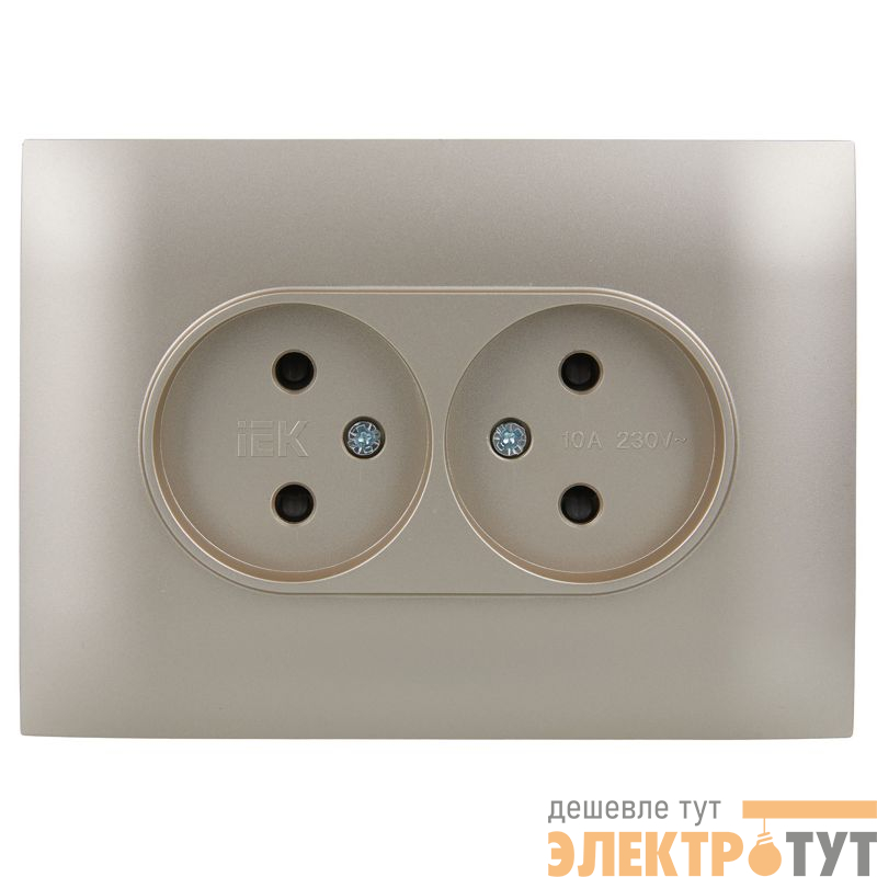 Розетка 2-м SKANDY 10А без заземл. защ. шторки в сборе SK-R09Sh шампань IEK SK-R23-10-K37-F