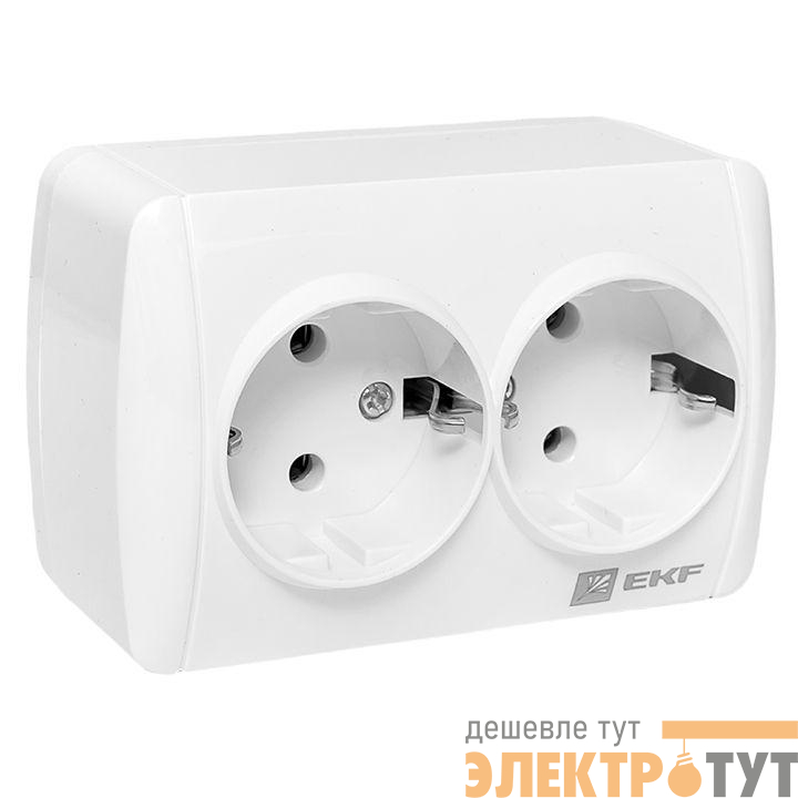Розетка 2-м ОП Владивосток 16А IP44 с заземл. EKF EQR16-129-30-54