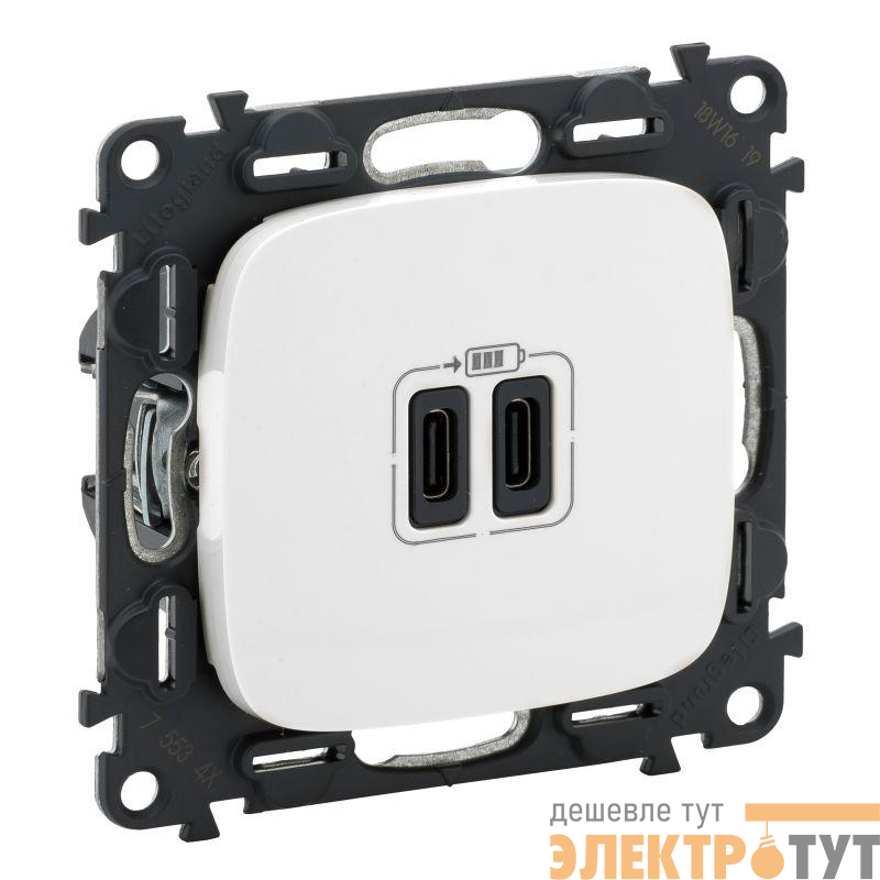 Устройство зарядное Valena Allure с 2-мя USB-разъемами тип C-тип C 240В/5В 3000мА с лиц. панелью бел. Leg 755345