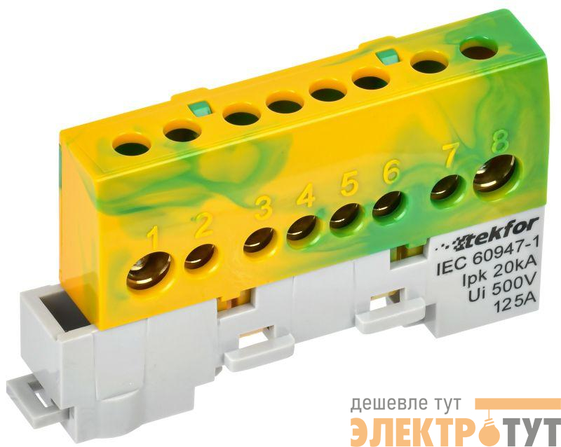 Шина PE "земля" изол. на универс. держ. 8х12-8-ЖЗ TEKFOR IEK TF-NN20-08-KL-K52