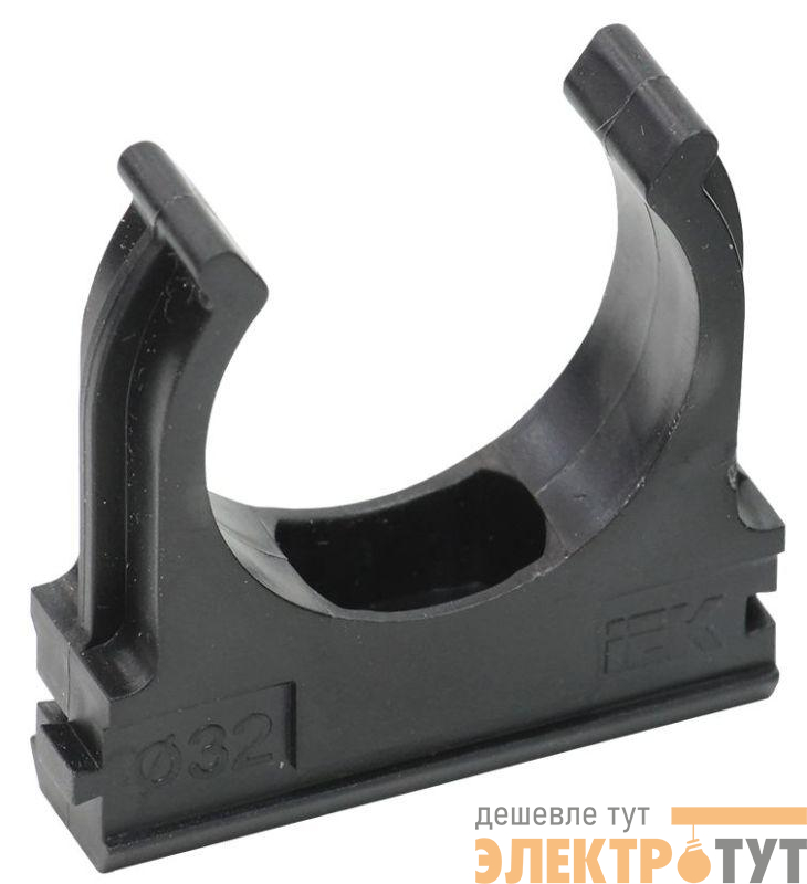 Держатель для труб (клипса) CF32 с защелкой черн. ELASTA IEK CTA10D-CF32-K02-050