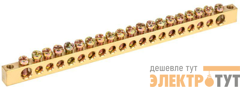 Шина PEN "земля-ноль" 6х9мм 20/2 (20групп/крепеж по краям) IEK YNN11-20-100