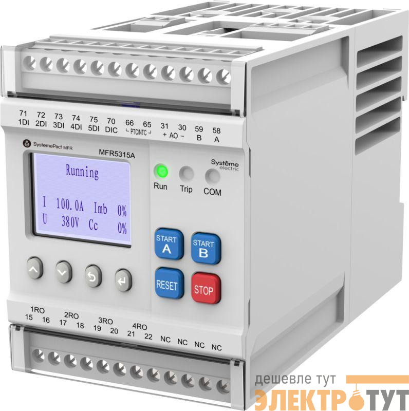Реле MFR530 MODBUS-RTU + встроен. дисплей 25-100А ТТ d18мм 80-270В AC/DC SE MFR531100A