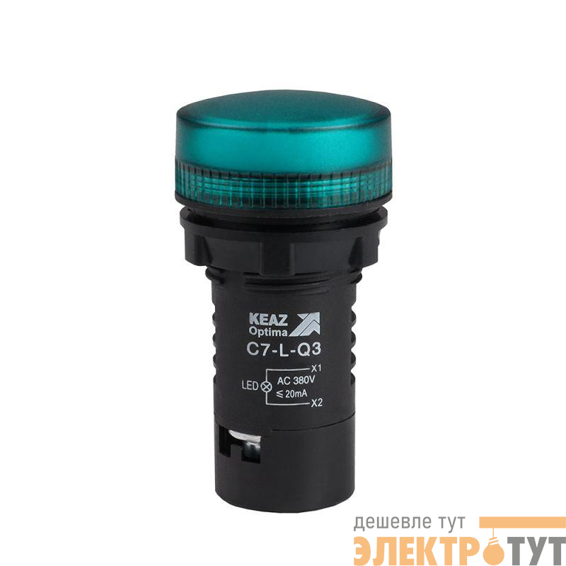 Лампа светодиодная OptiSignal Compact D22 С7-L-Q3 зел. 380В AC XB7EV03QP КЭАЗ 362164