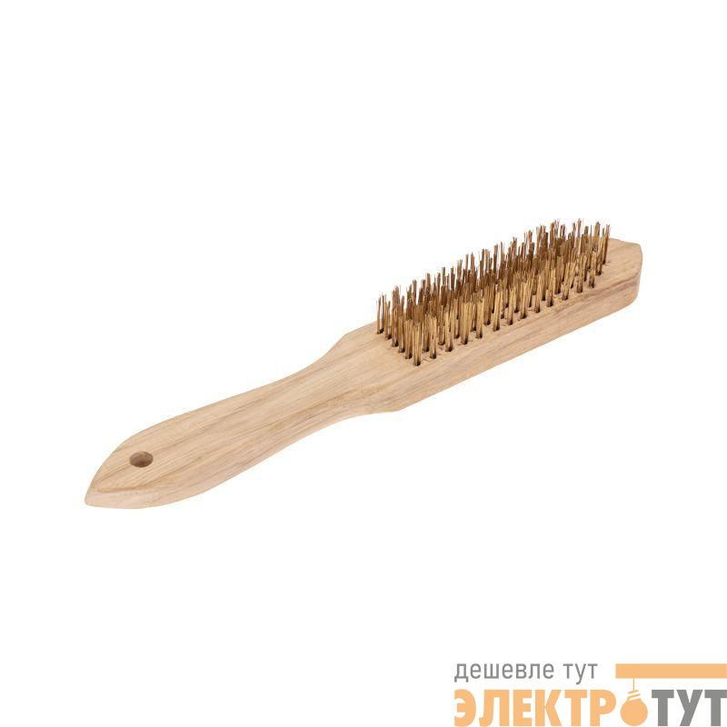 Щетка по металлу с деревянной ручкой 6 ряд. 280мм Kranz KR-91-1243