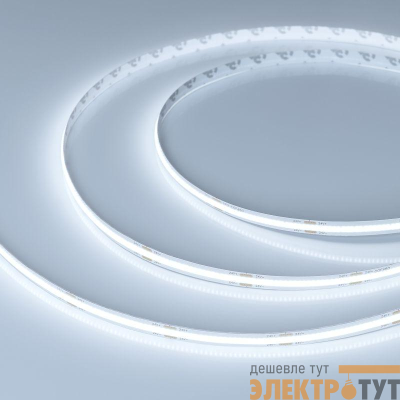 Лента светодиодная COB-X480-8mm 24V White 6000К 10Вт/м IP20 PRO REEL (уп.20м) Arlight 048022