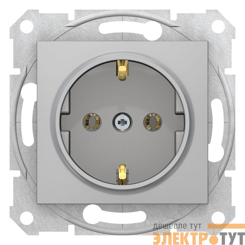 Механизм розетки 1-м СП Sedna 16А IP20 с заземл. быстрозажим. контакты без защ. шторок алюм. SchE SDN3001860