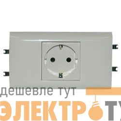 Механизм розетки 1-м СП Mosaic New 2мод. для кабель-канала DLP с защ. крышкой с заземл. бел. Leg 077431