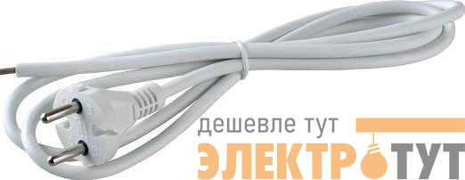 Кабель сетевой S-LR4 ПВС2х1 с универс. вилкой 2200Вт 10А без заземл. 1.5м бел. Volsten 9346