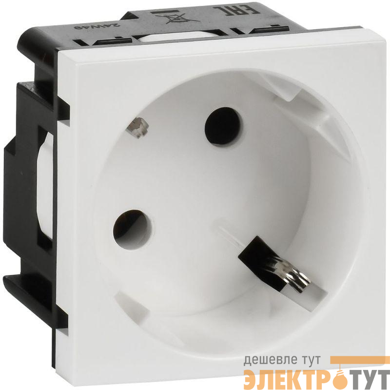 Розетка 2мод. 16А 250В 45град. с заземл. без защ. шторок винт. зажимы бел. ИЭК Leg 4521051