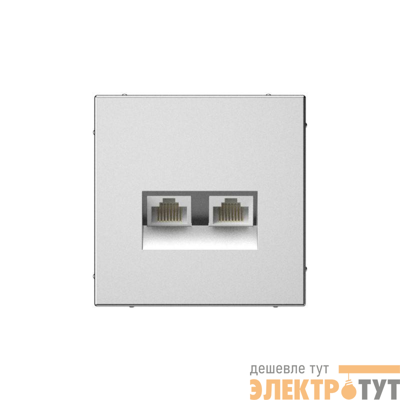 Розетка компьютерная 2-м ArtGallery RJ45 + RJ45 кат.5E механизм сталь SE GAL000985