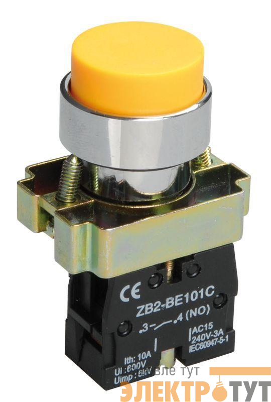 Кнопка LAY5-BL51 1НО без подсветки желт. KARAT IEK BBT71-BL-K05