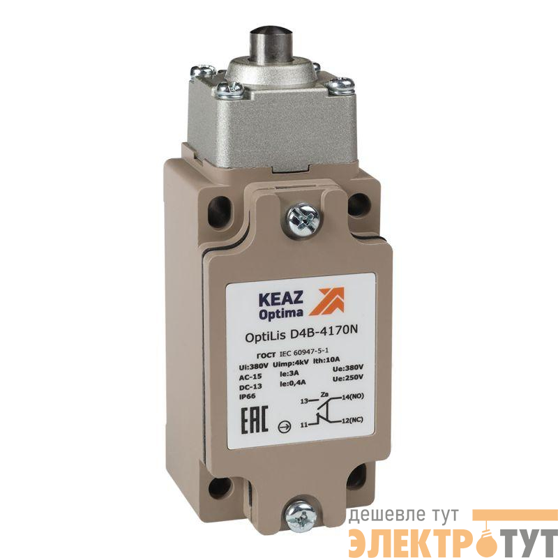 Выключатель концевой OptiLiS D4B-4170N толкатель метал. EN 50041 XCKJ161H29 КЭАЗ 365332