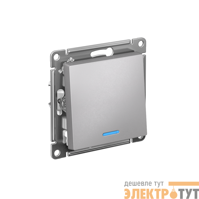 Переключатель проходной 1-кл. СП AtlasDesign 10А IP20 (сх. 6а) 10AX с подсветкой механизм алюм. SE ATN000363