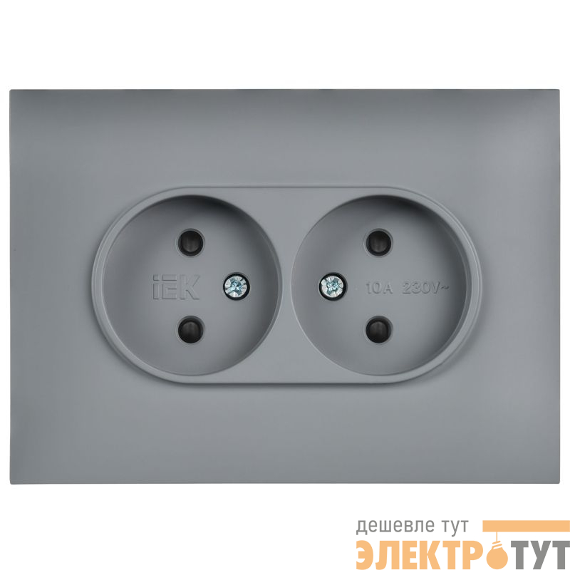 Розетка 2-м SKANDY 10А без заземл. защ. шторки в сборе SK-R09Gr сер. IEK SK-R23-10-K03-F