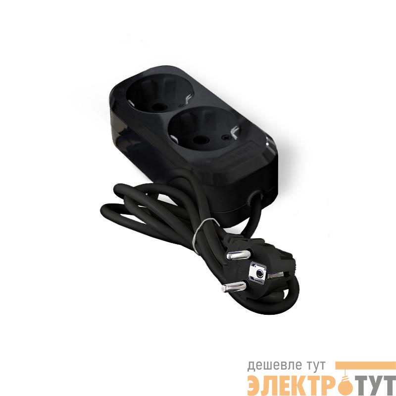 Удлинитель 2х2м с заземл. 16А IP20 Е-302 ПВС 3х1 АБС-пластик черн. UNIVersal 2175