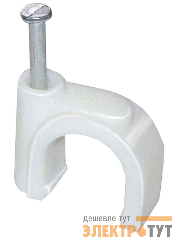 Скоба крепежная круглая с гвоздем d14мм пластик. (уп.100шт) IEK USK11-14-100