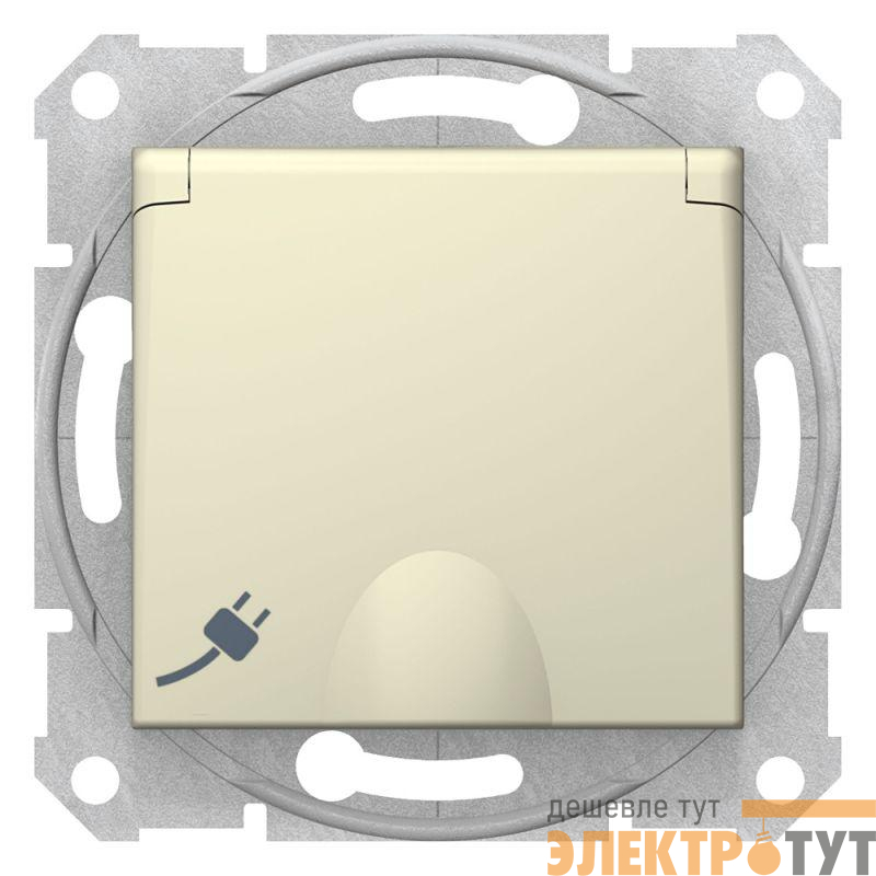 Розетка 1-м СП Sedna 16А IP20 250В с заземл. защ. шторки с крышкой механизм беж. SchE SDN3100147