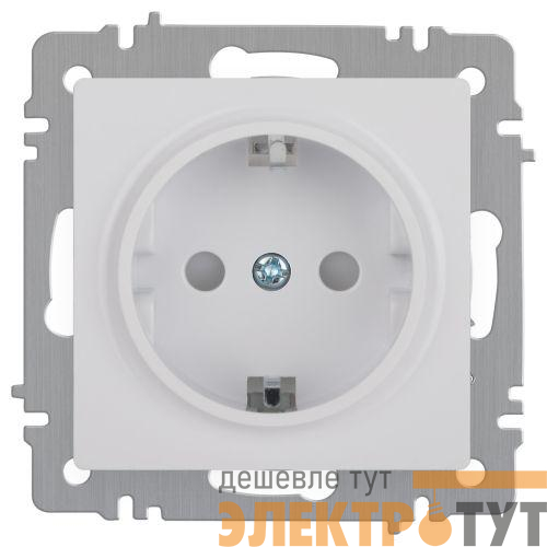 Розетка 1-м СП Accent 6-206-01 16А IP20 250В 2P+E Schuko защ. шторки AL/CU бел. Intro Б0063506