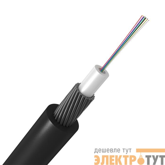 Кабель волоконно-оптический 9/125 одномод. 8 волокна loose tube бронир. стальн. проволоками для внешн. прокладки в грунт -40-+70град.C PE черн. Cabeus 11222c