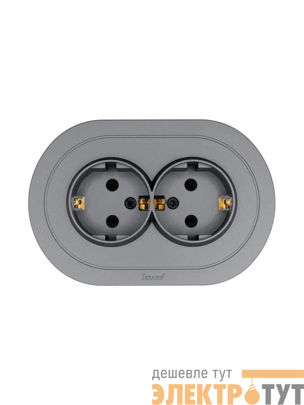Розетка 2-м СП OSEN с заземл. ПБТ круглая механизм сер. матов. LEZARD 744-7400-127B