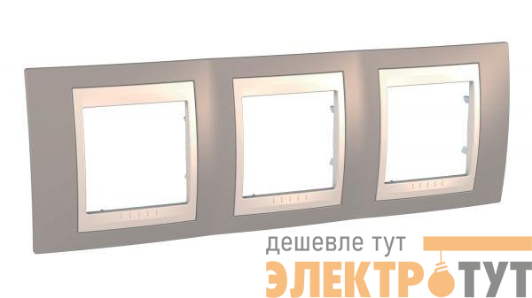 Рамка 3-м Unica Хамелеон горизонт. корич./беж. SchE MGU6.006.574