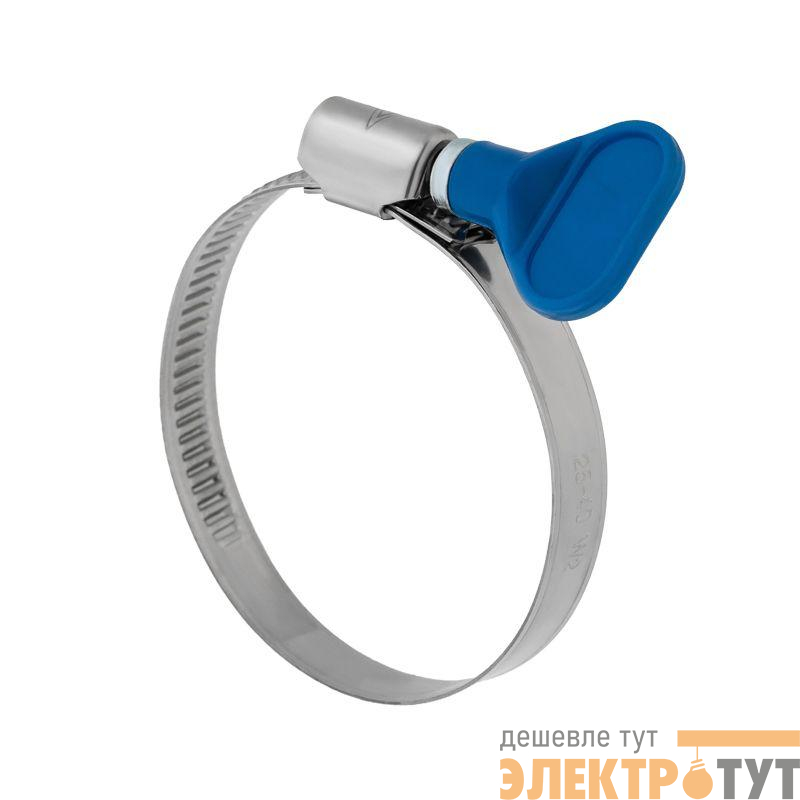 Хомут червячный 25-40/9-0.7мм с ключом нержавеющая сталь W2 (уп.50шт) Rexant 07-0725-1