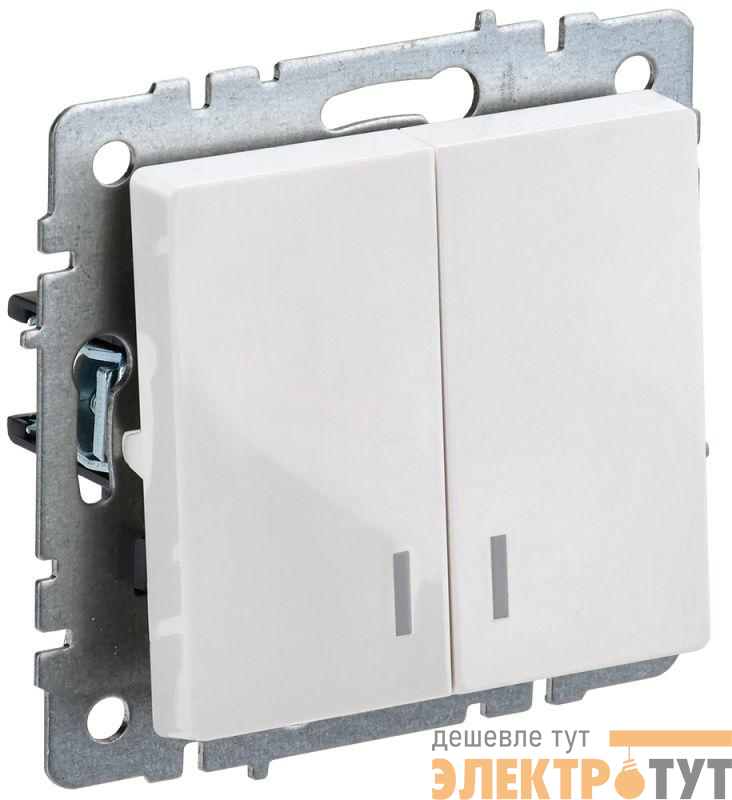Выключатель 2-кл. СП BRITE ВС10-2-1-БрБ 10А с индик. механизм бел. IEK BR-V20-1-10-K01