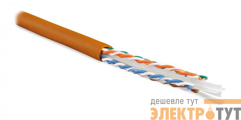 Кабель витая пара U/UTP кат.6 4х2х23AWG solid LSZH нг(А)-HF UUTP4-C6-S23-IN-LSZH-OR-305 оранж. (м) Hyperline 47461