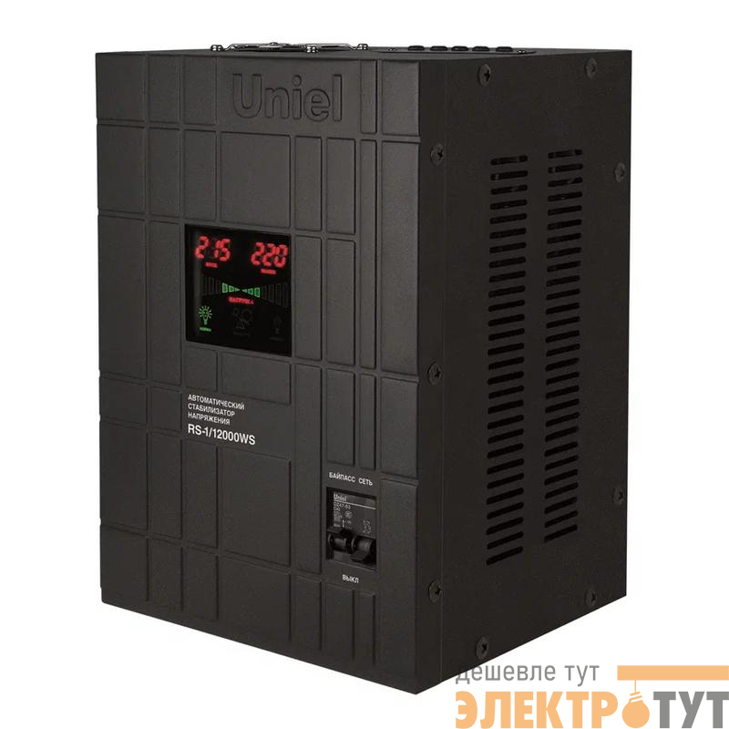 Стабилизатор напряжения RS-1/12000WS 1ф 12кВА релейный настен. с гальванической развязкой Uniel 07386
