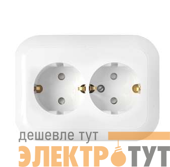 Розетка 2-м СП 16А IP20 с заземл. защ. шторки бел. Bylectrica РС16-357