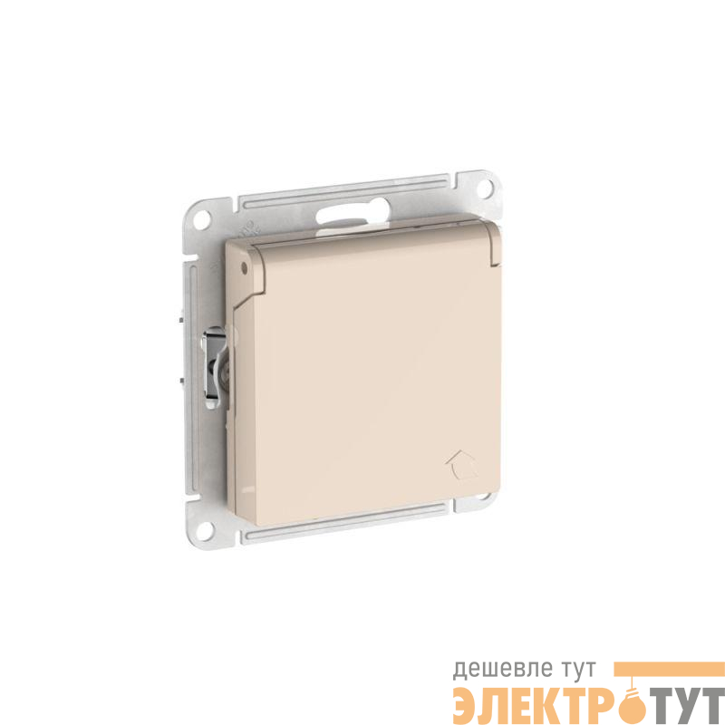 Розетка AtlasDesign 16А IP20 с заземл. защ. шторки с крышкой быстрозажим. клем. механизм беж. SE ATN000246S