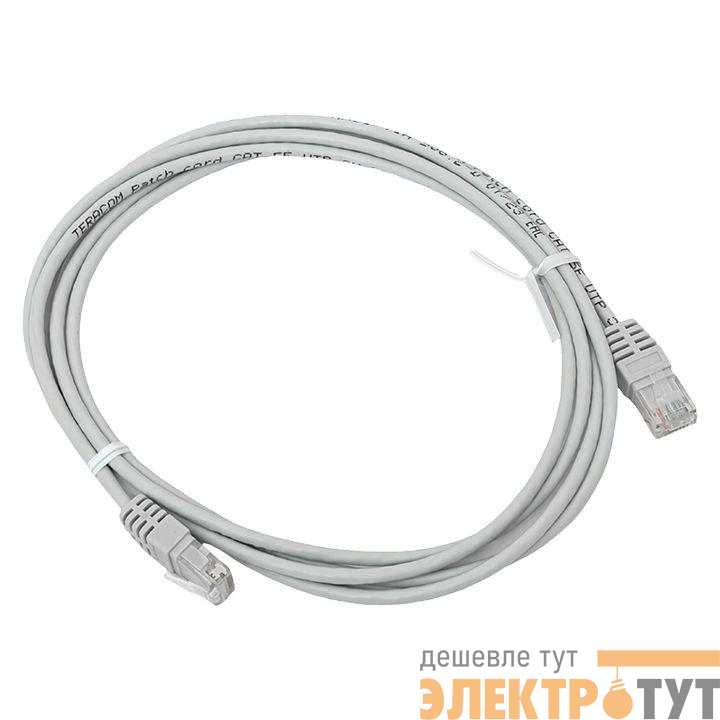 Патч-корд кат.5E UTP неэкранир. PVC 1Гбит/с 2м сер. TERACOM EKF TRC-5EUTP-PVC-2M-GY