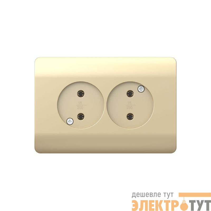 Розетка 2-м NEW3-E без заземл. защ. шторки 16А шампань CHINT 431420