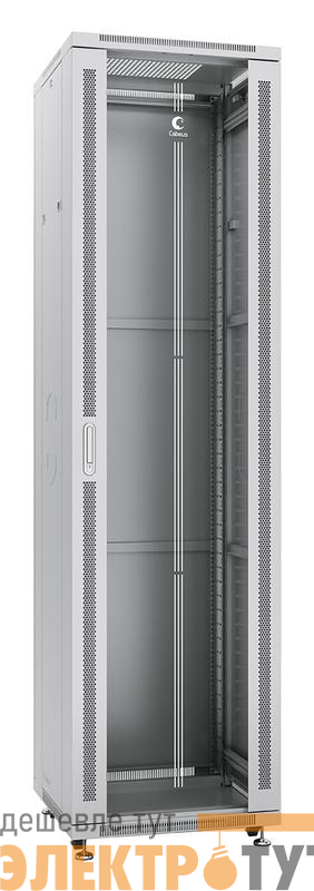 Шкаф монтажный телекоммуникационный напольный SH-05C-47U60/100 19дюйм для распред. и серверн. оборудования 47U 600х1000х2277мм передн. стеклян. и задн. сплошн. метал. двери ручка с замком сер. (RAL 7035) Cabeus 7160c