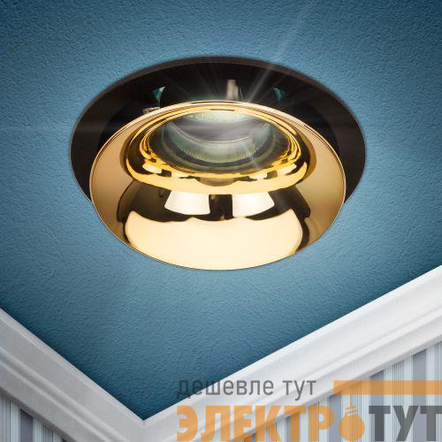 Светильник декоративный KL103 BK/GD MR16 GU5.3 встраив. черн. золото ЭРА Б0056357