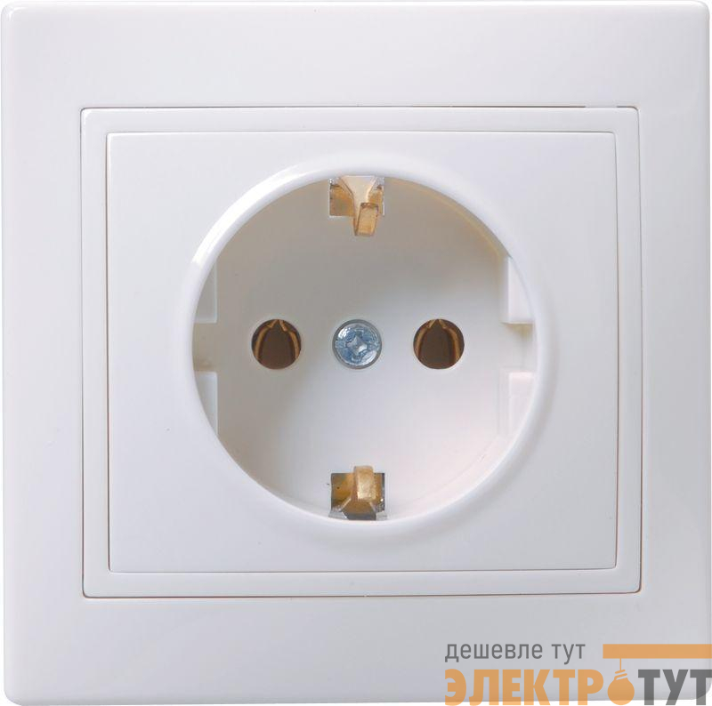 Розетка 1-м СП Кварта РС10-3-КБ 16А IP20 с заземл. без защ. шторок бел. GENERICA ERK14-K01-16-DM
