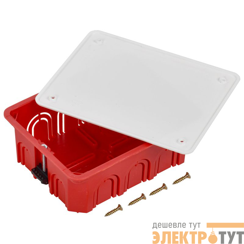 Коробка распаячная СП 120х92х45 КМ41028 для полых стен (с саморезами пластиковые лапки с крышкой) IEK UKG11-120-092-045-P