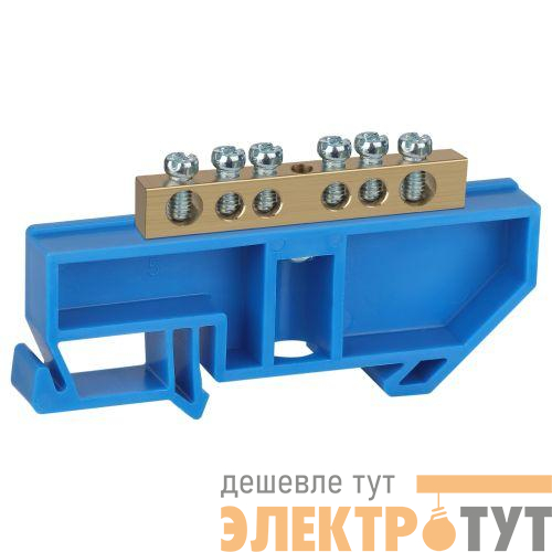 Шина N "ноль" на DIN-изоляторе ШНИ-6х9-6-Д NO-222-44 син. (уп.10шт) Эра Б0033425