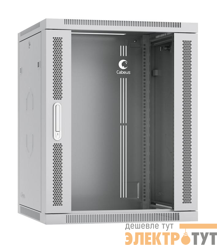 Шкаф телекоммуникационный настенный разобранный SH-05F-15U60/60-R 19дюйм 15U 600х600х769мм дверь стекло сер. (RAL 7035) Cabeus 10738c