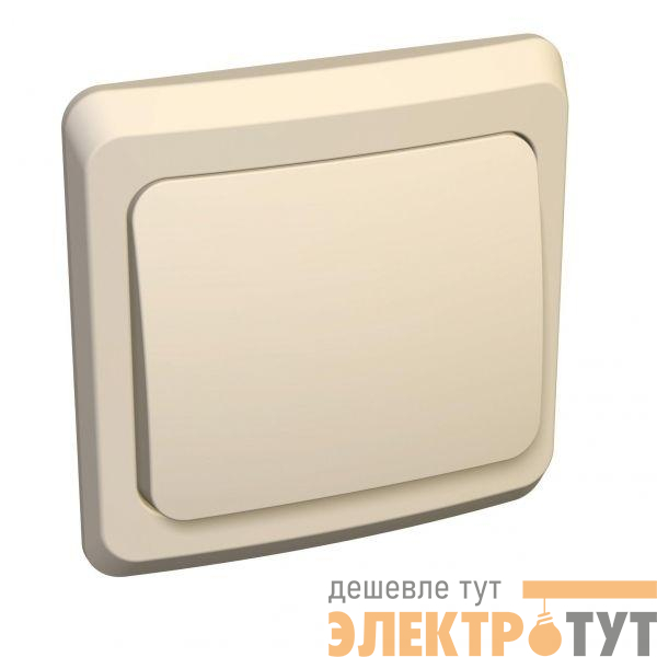 Выключатель кнопочный 1-кл. СП Этюд 10А IP20 с самовозвратом крем. SE KC10-001K