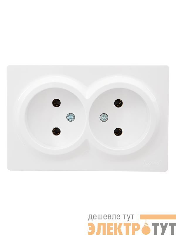 Розетка 2-м ОП LETO без заземл. закрытый корпус ПБТ бел. LEZARD 752-0200-128B