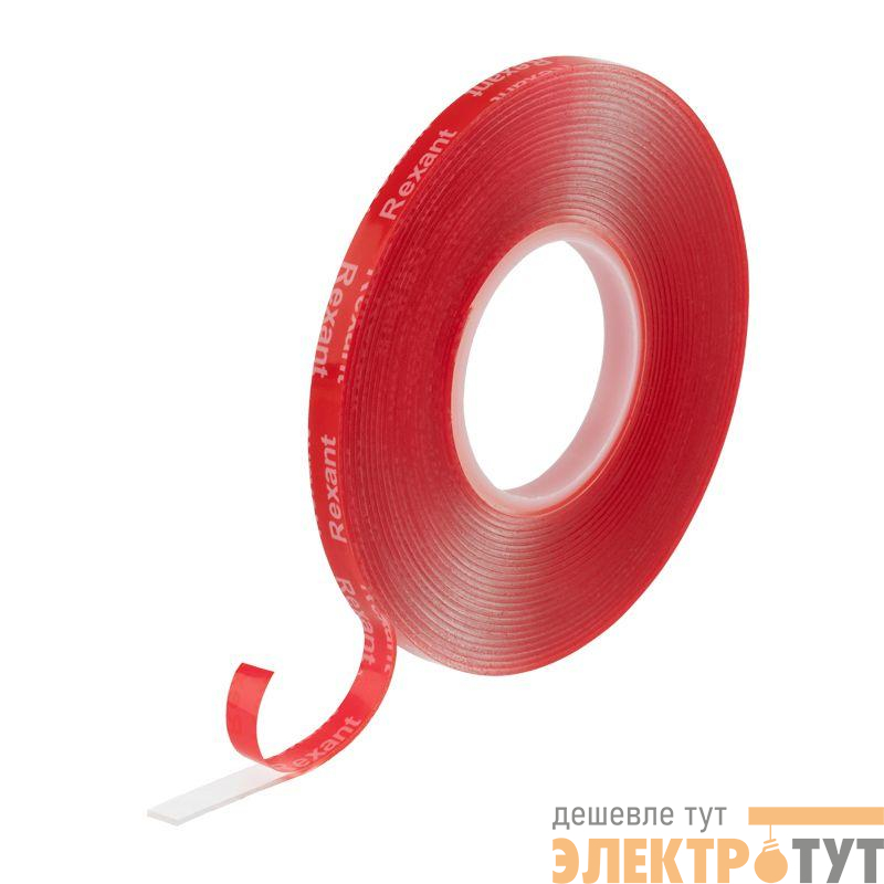 Лента клейкая двухсторонняя прозрачная на VHB акриловой основе 6ммх5м Rexant 09-6055