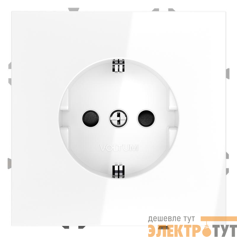 Розетка 1-м СП S70 16А с заземл. защ. шторки механизм бел. глянцевый Voltum VLS040201