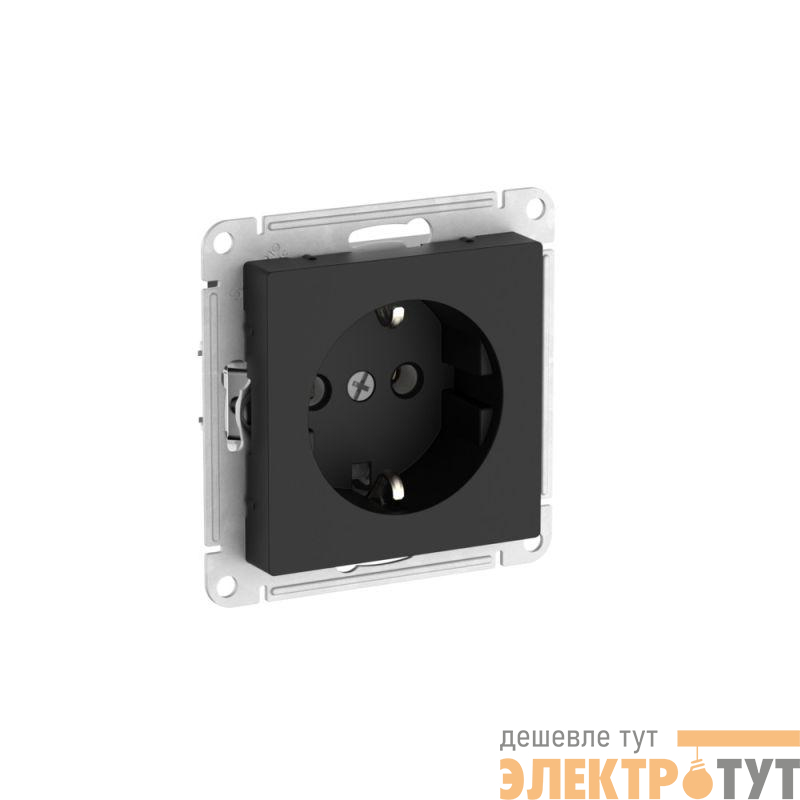 Розетка AtlasDesign 16А с заземл. быстрозажим. клем. механизм карбон SE ATN001043S