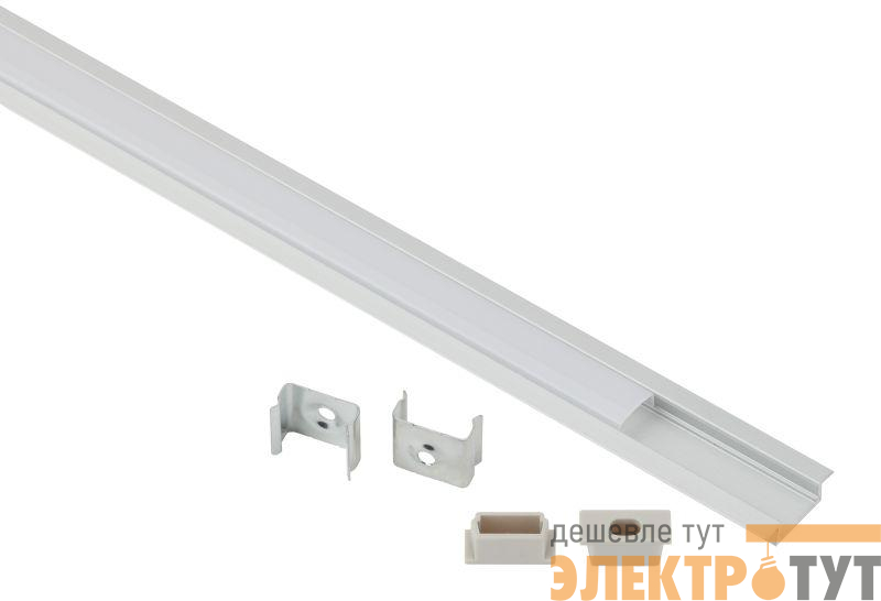 Комплект с врезным анодированным профилем 2206-1m 22х6мм. 1м САВ251 сереб. Эра Б0062794