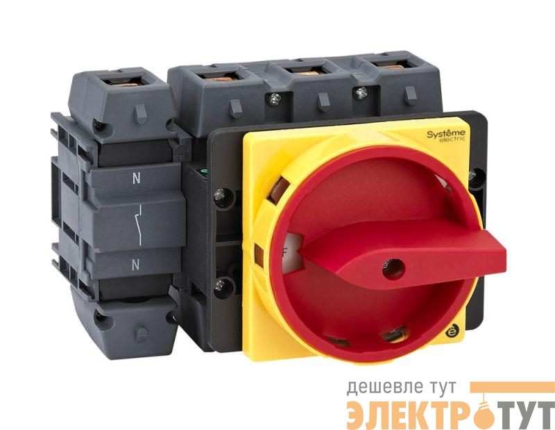 Выключатель-разъединитель 4п 125А IP20 с красн. рукоят. на дверцу 4 винтами с замком SE MSD125410R