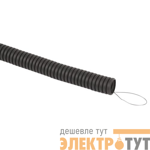 Труба гофрированная d25мм с протяжкой безгалоген. трудногорючая (FRHF) черн. (уп.75м) GOFR-25-75-FRHF Эра Б0068908